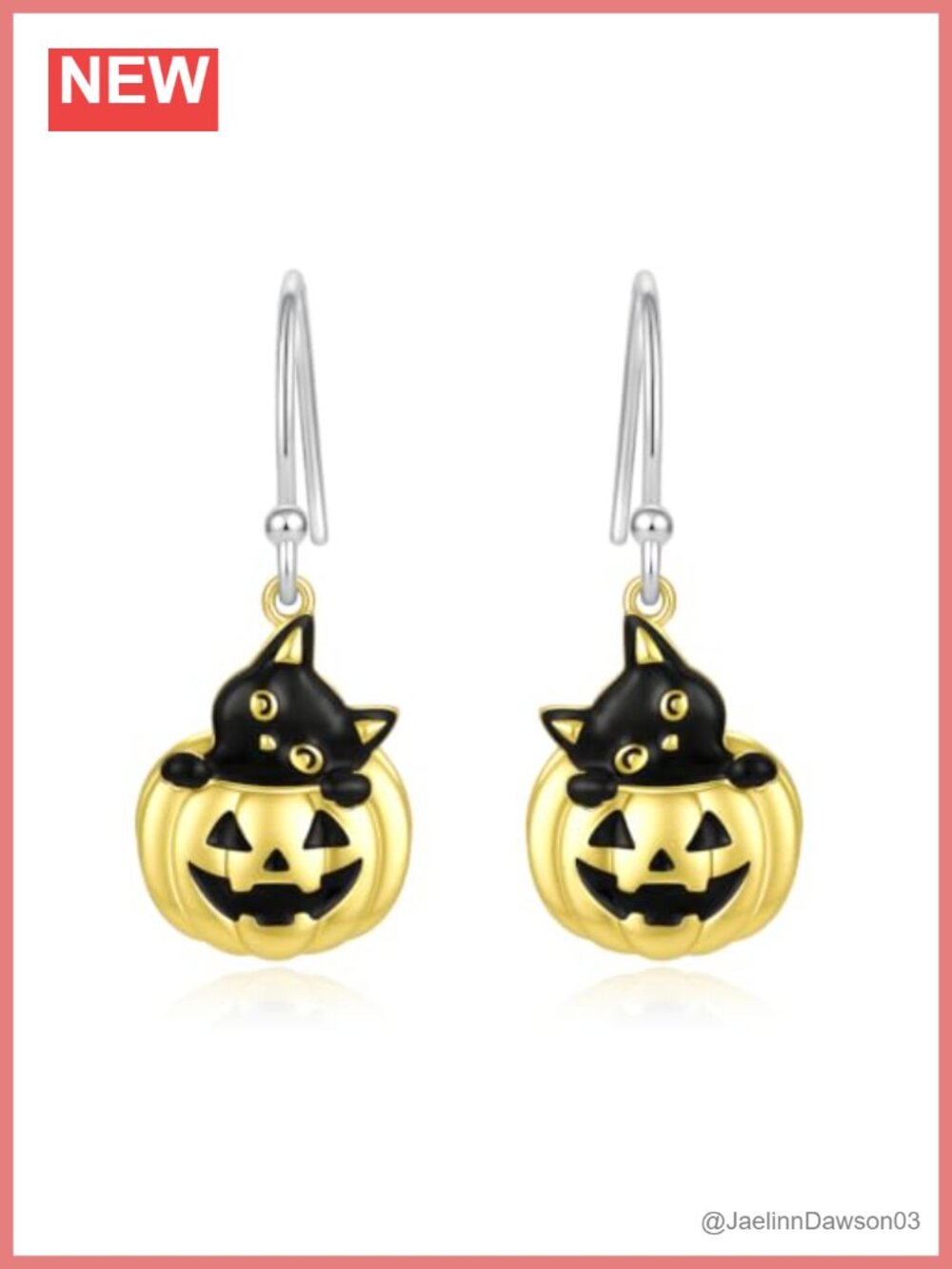 925 Sterling Silver Halloween Cat Pumpkin Drop Dangle Earrings for Women